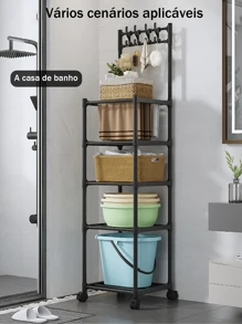 5 Tiers Kitchen Storage Rack, Removable Stainless Steel Storage Rack With Locking Roller - màu đen - Xem 1