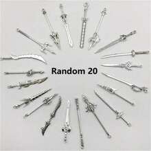 20/30/50/60/80/100pcs Mixed Vintage Silver Color Zinc Alloy Knight Sword, Gun And Bow Charms, Suitable For DIY Weapon Decorations, Jewelry Making And Crafts