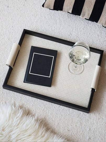 1入組原創設計的豪華皮革托盤，適用於桌面、床邊、客廳、咖啡桌收納托盤，獨特的裝飾展示托盤、香氣托盤，高端家居裝飾