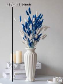 90/150pcs Bunny Tail Dried Pampas Grass Floral Bouquet, Blue & White, Boho Dining Table Decor, White Bunny Tail Pampas Grass For Wedding, Home, Country Party, Baby Shower Decoration, Valentine's Day, Gifts Birthday Graduation, Fall Decor, Autumn Home Decor Back To School Room Decor School Supplies
