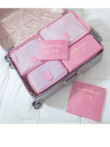 6 件装旅行行李打包袋，手提箱衣服收纳袋，可折叠收纳袋鞋袋内衣袋衣服收纳袋衣服收纳袋旅行收纳袋套装旅行收纳袋套装包装袋大容量化妆品收纳化妆盒，适用于口红、刷子、护肤品、手机、硬币、小物品，适用于家庭、礼物、度假和节日万圣节圣诞节多功能用途 - 彩色 - 查看 10