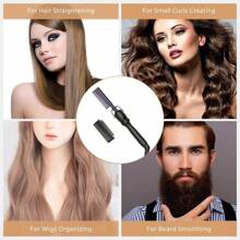 UKLISS Varmkam, Elektrisk plattång för hår Värmepressande kammar, Snabbuppvärmd afrokam för kvinnor, keramisk elektrisk håruträtningskam, locktång, heta borstar för hårstyling - EU C typkontakt (220-240V) - Visa 10