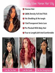 Tóc giả Body Wave Lace Front bằng tóc thật 13x4 Tóc giả bằng tóc thật trong suốt Lace Front dành cho phụ nữ Tóc giả bằng tóc thật 180% mật độ đã nhổ sẵn - SNatural - Xem 7
