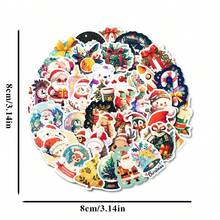 圣诞装饰 50 张圣诞节和新年节日礼物系列贴纸、卡通红袜子、圣诞树、星星防水装饰贴纸，适用于杯子、笔记本电脑、规划器 - 彩色 - 查看 8