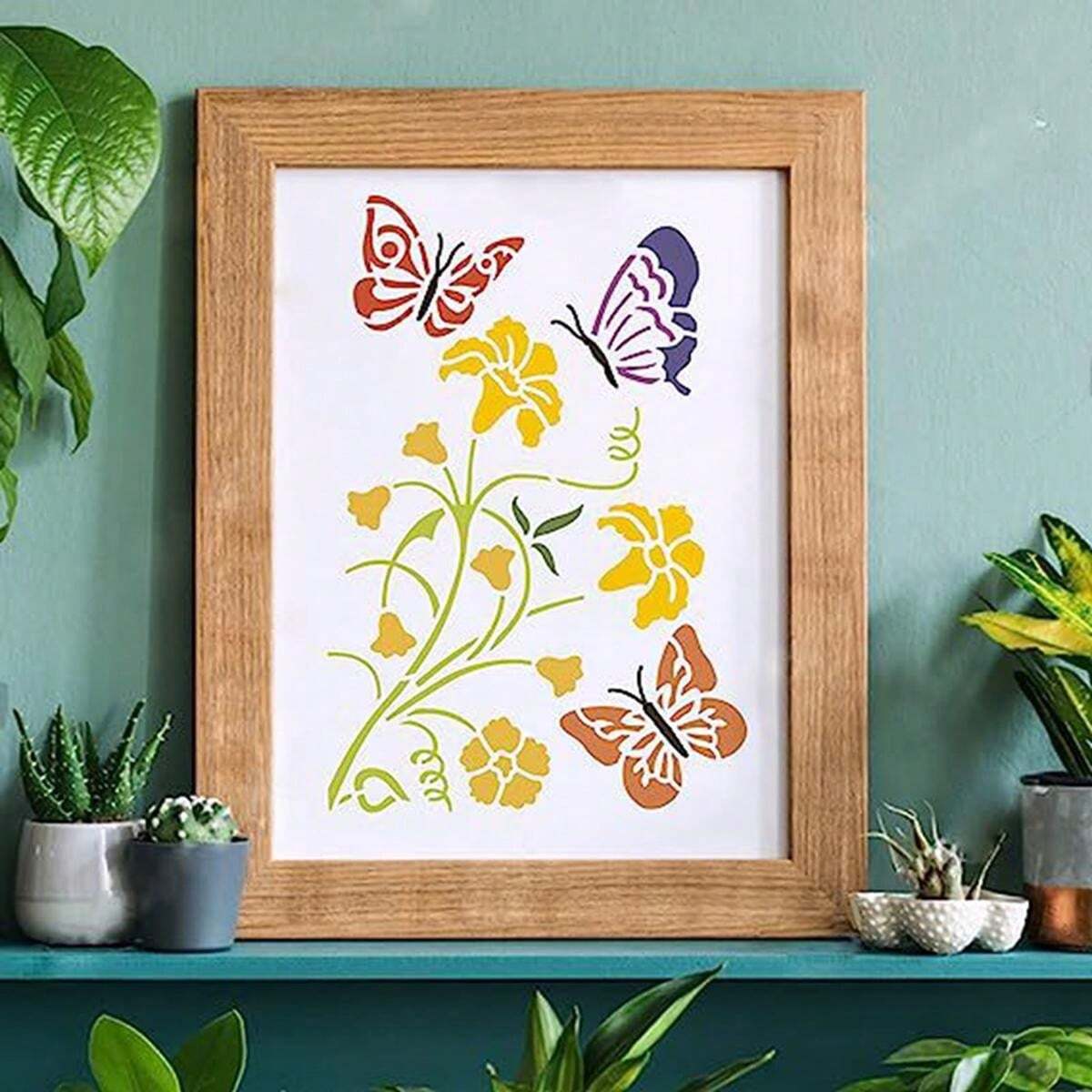 9Piece DIY HandPainted Butterfly Flower Painting Template, PET Hollow