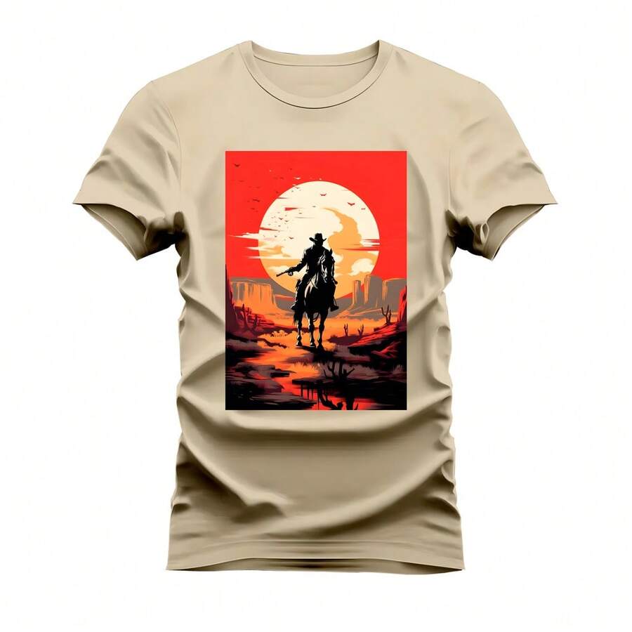 Unisex Cotton T-Shirt Printed Comfortable Redption - 米色 - 查看 1