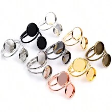 5pcs Fit 12mm Cabochons Ring Blank Base Setting Double Base Tray Adjustable DIY Jewelry Making Accessories - Ring Cabochon Base - View 7