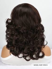 16 Inch Shawl Large Wave Roll Chemical Fiber Hair For With Bangs Fashion Women Synthetic Wig For Daily Or Holiday Party Halloween Costume Party Wear