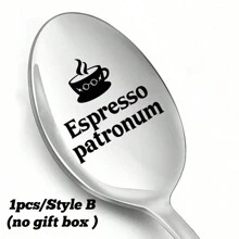 1pc, Espresso Patronum Spoon, Stamped Silverware, Gift Idea For Coffee Lover, Funny Spoon Funny Gifts Spoon For Birthday, Party Spoon ,Kitchen,Christmas Gift
