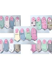 Kit 12 Pairs Of Stylish Women's Ankle Socks With Assorted Prints Size 35-40 - Nhiều màu - Xem 4