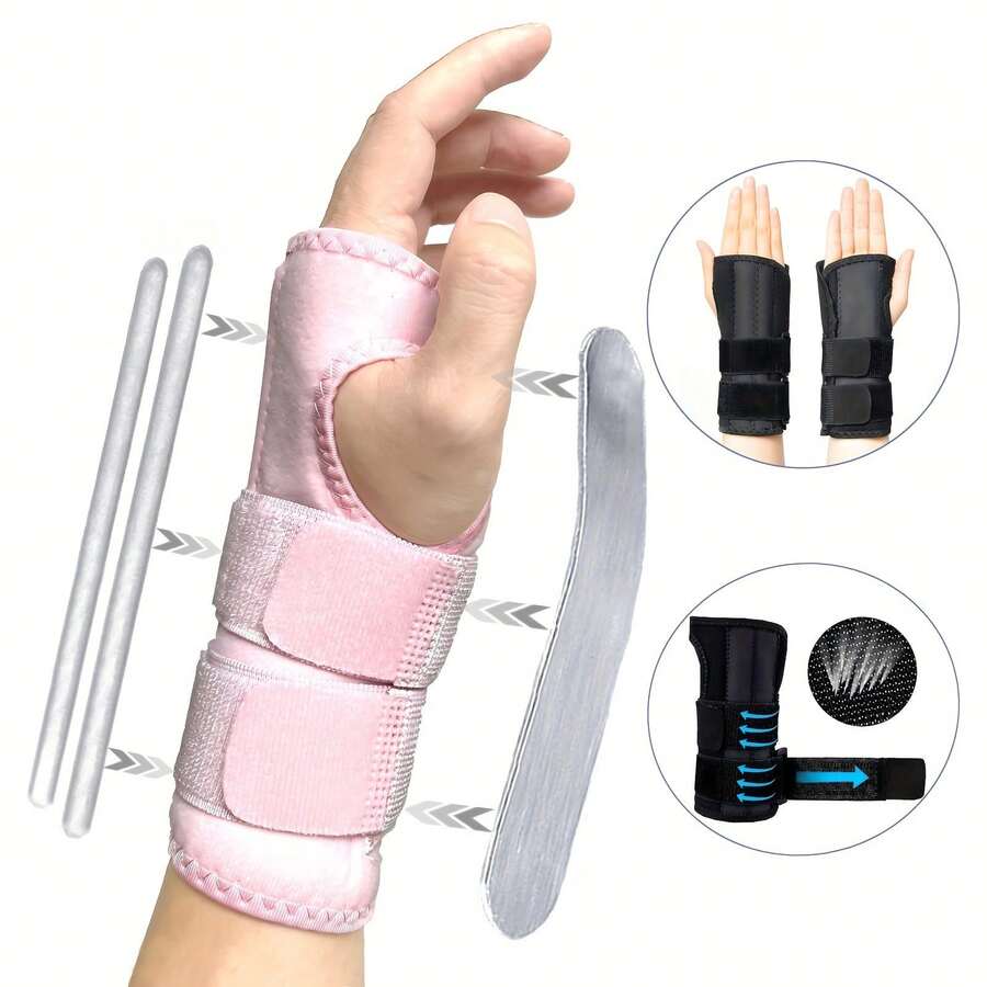 Đai cố định cổ tay có thể điều chỉnh kèm nẹp, dùng cho đau/chấn thương/bong gân cổ tay, viêm gân ngón tay cái, hội chứng ống cổ tay, viêm khớp, hỗ trợ cổ tay khi chơi thể thao, băng bó nén, nẹp áp lực kép - Xám - Xem 1