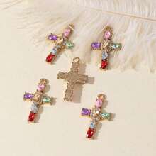 5 件水钻十字形多色宝石 DIY 珠宝吊坠 - 彩色 - 查看 2