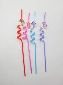 4pcs, Random Color, Random Style, Rainbow Straws For Party Favors Goody Bags Gift Bags, Drinking Straws Colorful Plastic Straws Rainbow Cloud Party Favors,Kitchen,Christmas Gift