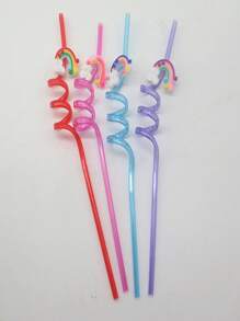 4pcs, Random Color, Random Style, Rainbow Straws For Party Favors Goody Bags Gift Bags, Drinking Straws Colorful Plastic Straws Rainbow Cloud Party Favors,Kitchen,Christmas Gift