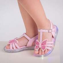 Girls' Butterfly Buckle Sandals - Màu Hồng baby - Xem 4