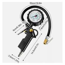 Compressed Air Tire Inflator Calibrated Pressure Gauge Manometer Car Air Pressure Gauge 15Bar 1/4 Inch Precision Pressure Tape With Flexible 35cm Long Hose - White - View 2