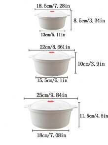 3套900ml/1600ml/2400ml微波炉碗带盖,拉面锅汤碗带柄带盖(只允许微波炉使用)餐具,大学宿舍厨房圆形汤碗用品带盖,大学宿舍,微波炉专用器具方便面碗蒸锅馒头可加热圆形汤碗 - 彩色 - 查看 3