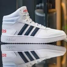Adidas Giày thể thao cổ cao thời trang thường ngày buộc dây màu tương phản HOOPS 2.0 - trắng - Xem 5