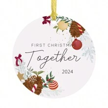 1pc Acrylic Our First Christmas Together 2024 Đồ trang trí - Quà lưu niệm lãng mạn cho các cặp đôi, bạn trai, bạn gái, Quà trang trí kỷ niệm, Mặt dây chuyền treo cây thông Noel đầu tiên cùng nhau, Giáng sinh - Nhiều màu - Xem 11