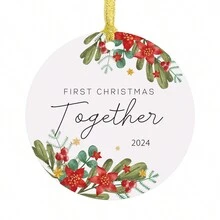 1pc Acrylic Our First Christmas Together 2024 Đồ trang trí - Quà lưu niệm lãng mạn cho các cặp đôi, bạn trai, bạn gái, Quà trang trí kỷ niệm, Mặt dây chuyền treo cây thông Noel đầu tiên cùng nhau, Giáng sinh - Nhiều màu - Xem 10