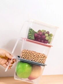 Set de 2 cajas de almacenamiento herméticas y transparentes con asas para el refrigerador, en estilo cajón de plástico para guardar granos, nueces, cereales, huevos, alimentos, frutas y verduras, aderezos para ensaladas, para uso al aire libre y camping