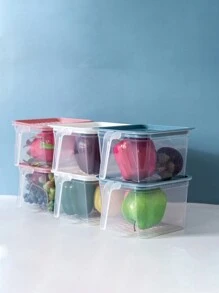 Set de 2 cajas de almacenamiento herméticas y transparentes con asas para el refrigerador, en estilo cajón de plástico para guardar granos, nueces, cereales, huevos, alimentos, frutas y verduras, aderezos para ensaladas, para uso al aire libre y camping