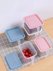 Set de 2 cajas de almacenamiento herméticas y transparentes con asas para el refrigerador, en estilo cajón de plástico para guardar granos, nueces, cereales, huevos, alimentos, frutas y verduras, aderezos para ensaladas, para uso al aire libre y camping