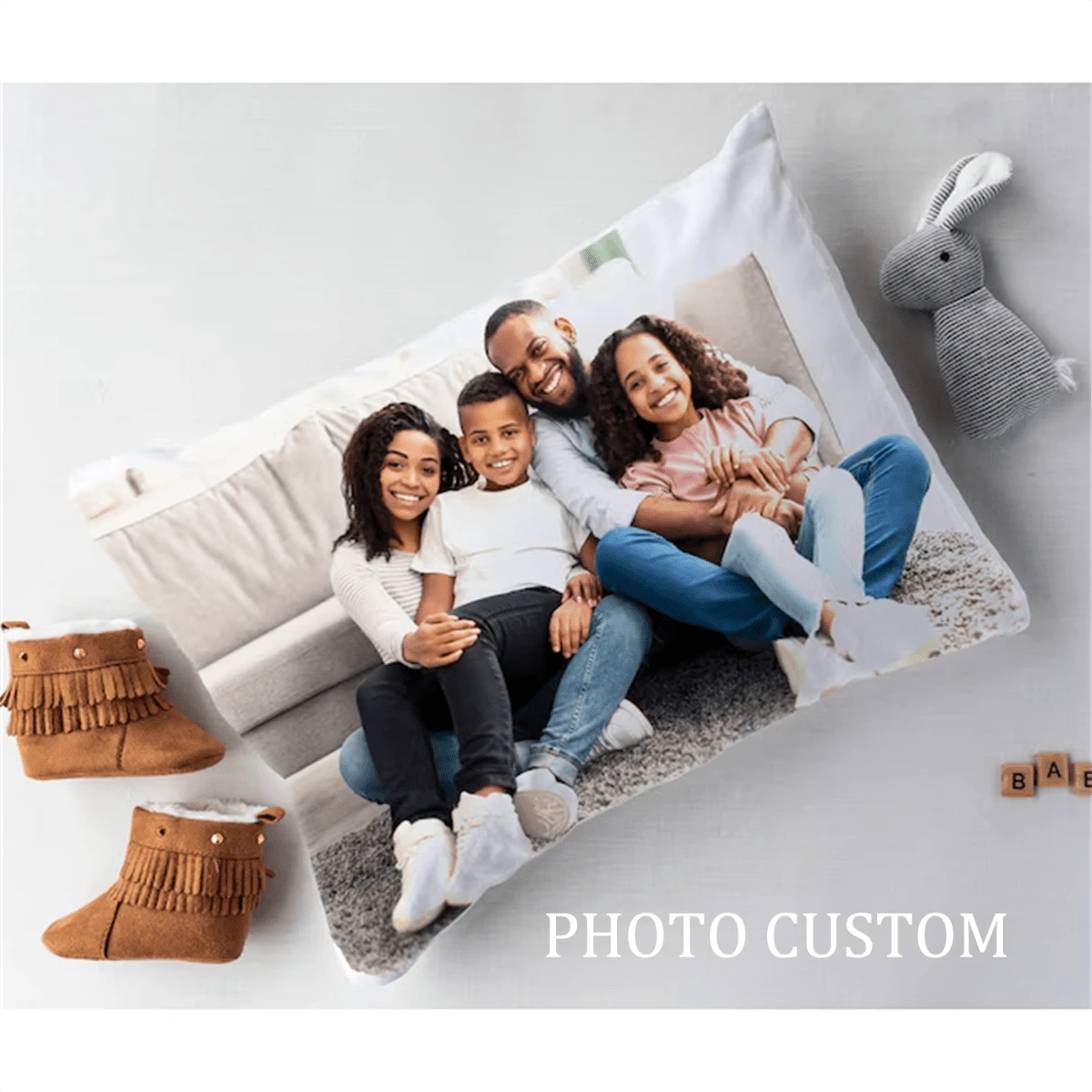 1pc Photo Personalized Sleeping Pillowcase Create Your Own Designed Pillowcase Private Photos, Printing, Customized, Real Person Homemade Soft Custom, Unique, Personalized Ideal Gifts For Him Her, Boyfriend, Girlfriend, Dad, Mom, Family, Friends, Pets For Anniversaries, For Birthdays, For Children's Day, For Weddings, For Christmas, For Housewarming Sofa - Multicolor - View 1