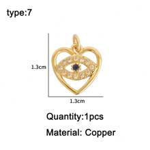 1 件装 10 款金属心形小盒吊坠 DIY 爱心金色项链配件适用于珠宝制作手链吊坠装饰用品 - 金色 - 查看 10