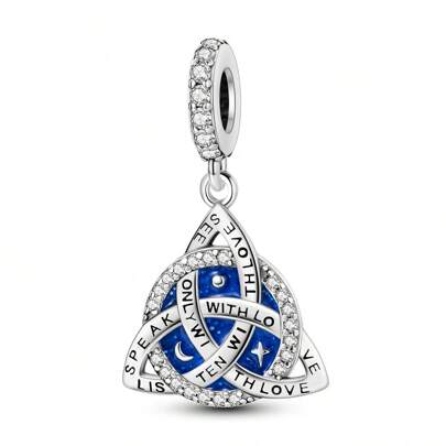 1 Pç Cor Prata Requintado Azul Brilhante Esmalte Céu Bruxa Nó Celta Símbolo Pingente Charme Adequado Para Pulseira Colar Pulseira Chaveiro Contas Para Fazer Jóias DIY Perfeito Para Presente De Jóias De Dia Dos Namorados