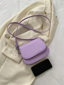 Womens Saddle Bags Letter Pattern Shoulder Bags Small Leisure Crossbody Bags Stylish Satchel - 紫色 - 查看 5