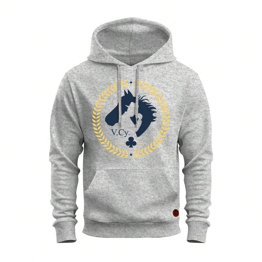 Unisex Cotton Printed Kangaroo Sweatshirt V C Y Nipe De Paus - Xám - Xem 1