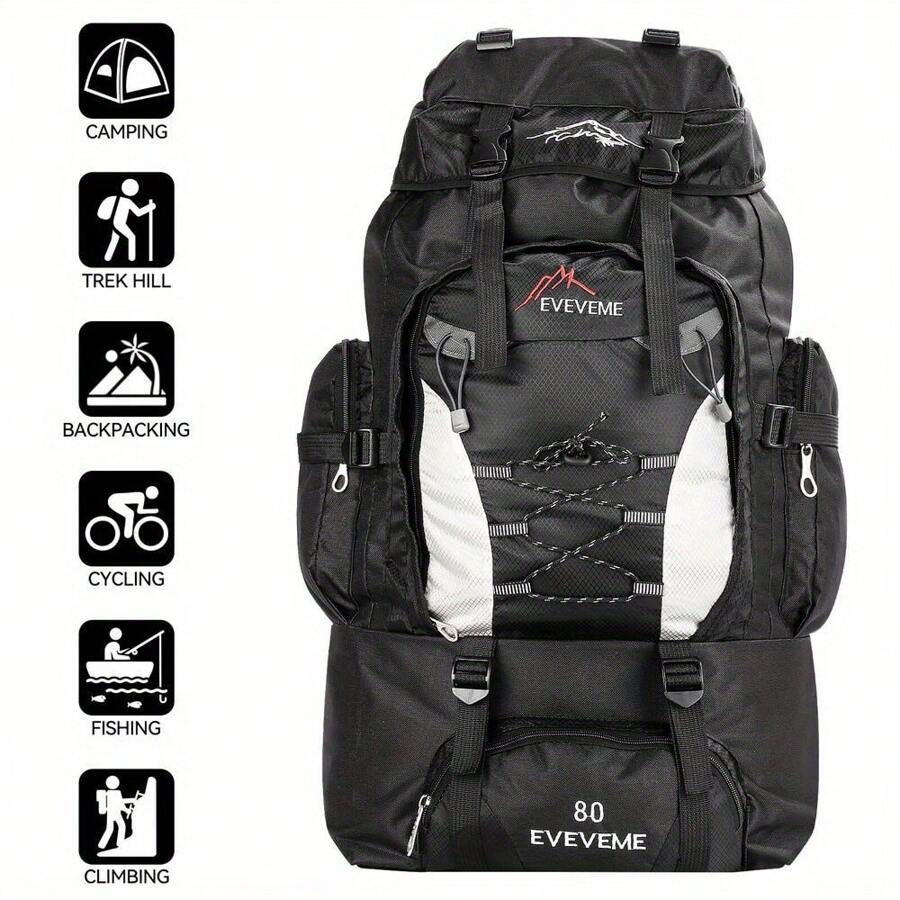 80L Travel Extra Large Hiking Camping Backpack Rucksack Waterproof Luggage Bag - Variant1 - View 1