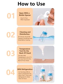 1pc Cartoon Design Baby Bottle For Newborn Kitten Puppy Pet Feeding Milk Bottle With Nipple