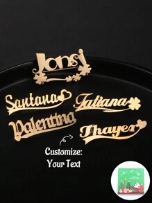 1pc Customized Letter Copper Name Lapel Pin, Multiple Fonts & Borders, Ideal For Daily Wear, Christmas, Memorial, Valentine's Day Gifts