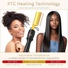 UKLISS Varmkam, Elektrisk plattång för hår Värmepressande kammar, Snabbuppvärmd afrokam för kvinnor, keramisk elektrisk håruträtningskam, locktång, heta borstar för hårstyling - EU C typkontakt (220-240V) - Visa 7