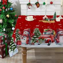 Vintage Christmas Tablecloth: Santa And Reindeer Design, Rectangular And Round, Waterproof, Durable, Suitable For Indoor And Outdoor Use - Multicolor - View 17