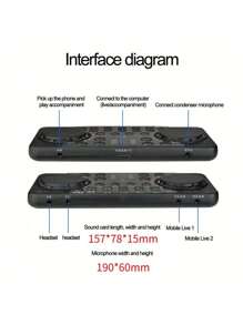 V300 Pro 声卡 蓝牙兼容音频接口混音器 DJ 数字效果降噪控制台 USB 录音唱歌 - 黑色 - 查看 6