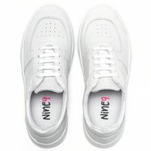 Women's White Casual Gym Training Walking Sneakers + Free Digital Watch - trắng - Xem 7