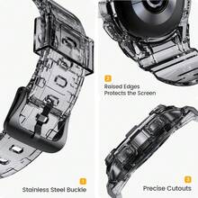 TPU 表带带保护壳适用于三星 Galaxy Watch 4 5 6 40 毫米 44 毫米 - 透黑 - 查看 9