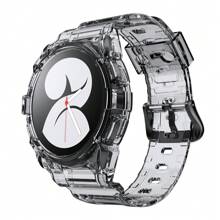 TPU 表带带保护壳适用于三星 Galaxy Watch 4 5 6 40 毫米 44 毫米 - 透黑 - 查看 1