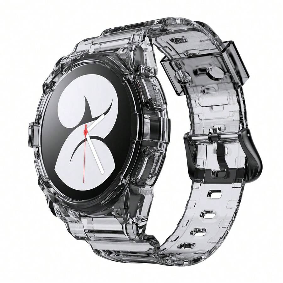 TPU 表带带保护壳适用于三星 Galaxy Watch 4 5 6 40 毫米 44 毫米 - 透黑 - 查看 1