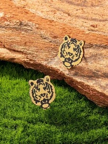 1 Pair Printed Wood Football Team Spirit Game Day Tigers Stud Earring For Women, Girlfriend Gift - Multicolor - View 3