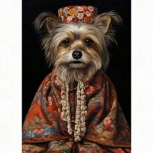 1 Stück Tierportrait Leinwandmalerei Hund als König verkleidet, lustige Poster und Drucke Wandkunst Bilder für Wohnzimmer Dekoration ohne Rahmen