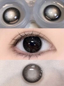 1副年抛软性杜鹃黑色隐形眼镜，大直径14.5mm，适合约会或日常佩戴，可以放大眼睛，提亮眼睛，增强眼妆美感万圣节服装角色扮演