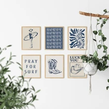 6 件套，无框架 8 英寸 X 10 英寸沿海孙女版画、沿海女牛仔海报、海滩房间装饰美学、少女卧室的海滩墙壁艺术、复古冲浪装饰艺术品
