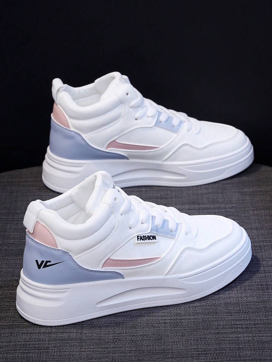 Nuevos zapatos de mujer, tenis blancos, calzado deportivo casual de moda para damas, zapatos planos para mujer, zapatos de pareja estudiante, zapatos deportivos para exteriores, zapatos blancos, zapatos deportivos cómodos, apropiados para correr o caminar, suela suave - blanco y azul - Ver 1