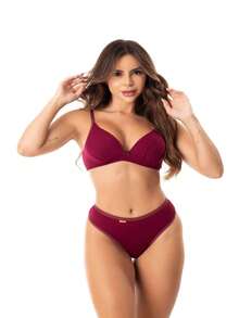 Women's Luxury Lingerie Set Sexy Ribbed Bra With Padded Bra And Thong Panties Comfortable Sensual Women's Underwear - trắng - Xem 1