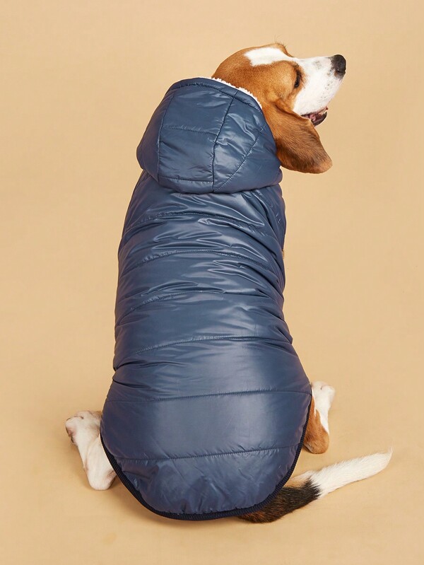 1 pieza Chaleco con capucha de unicolor y forro polar grueso para caniche, corgi, beagle y otros perros pequeños/medianos, otoño e invierno