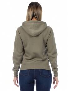 Sudadera Abierta Para Mujer Con Cierre Metálico - Verde Oliva - Ver 2